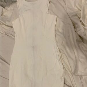 River Island White Ribbed Sheath Dress with Halter Neckline for Bride